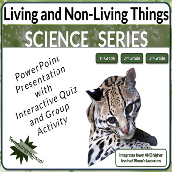 Preview of Living and Non-Living Things Powerpoint Interactive Quiz, and HOTS NO PREP