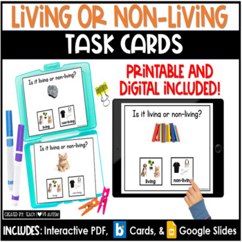 Preview of Living and Non-Living Things | Science Task Cards | Boom Cards