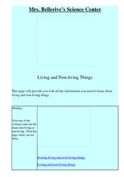 Preview of Living and Non Living Things Webquest