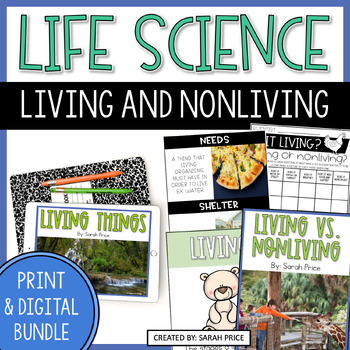 Preview of Living & Non Living Things Print & Digital Activities - 2nd Grade Life Science