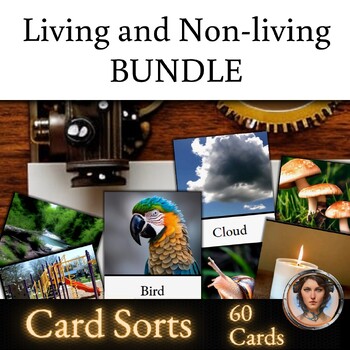 Preview of Living and Nonliving Things Abiotic & Biotic Factors | Card Sort Activity BUNDLE
