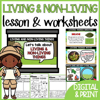 Preview of Living Nonliving Sort Science Classification Lesson Worksheets