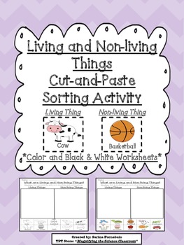 Preview of Living and Non-living Things Cut and Paste Sorting Activity