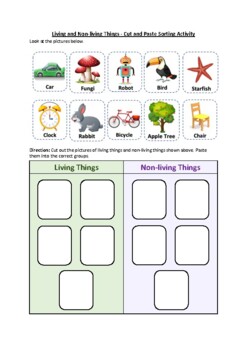Preview of Living and Non-living Things - Cut & Paste Sorting Activity (No Prep Printable)