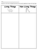 Living and Non-living things sorting worksheet
