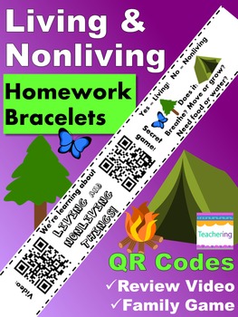 Preview of Living and Nonliving Homework Bracelets with QR Codes {Kindergarten}