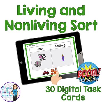 Preview of Living and Nonliving Sort Digital Task Cards BOOM CARDS