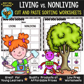 Preview of Living and Nonliving Things  | Category Sort | Cut and Paste Worksheets