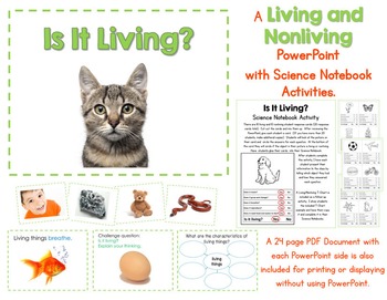 Preview of Living and Nonliving Things PowerPoint and Science Notebook Activities