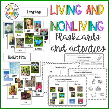 Preview of Living and Nonliving Things Flash Cards and activities
