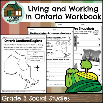 Preview of Living and Working in Ontario Regions Workbook (Grade 3 Social Studies)