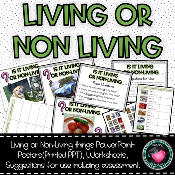 Preview of Living and non living things PowerPoint and worksheets