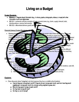 Preview of Living on a Budget - Economics Activity