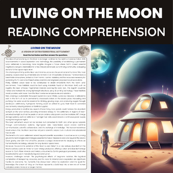Preview of Living on the Moon Reading Passage | Space Exploration & Lunar Settlement