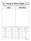 Living or Non-Living Science Cut and Paste Sorting Worksheet