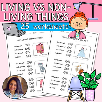 Preview of Living and Non-Living Things: Fun {Worksheets} for {PreK-2} - Ms Marwa Tarek