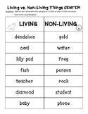 Living vs. Non-Living Science Sorting Center and Recording Sheet