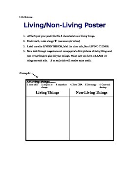 Preview of Living vs. Nonliving Collage Poster - 7th Grade Life Science