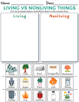 Preview of Living vs Nonliving Cut & Paste Activity