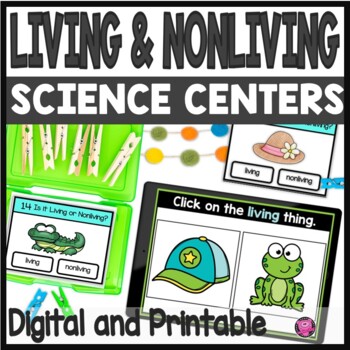 Preview of Living Things & Nonliving Things Kindergarten & 1st Grade Task Cards