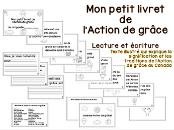 Preview of Livret de l'Action de grâce FRENCH Thanksgiving booklet