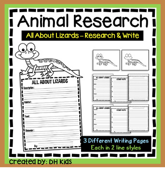Preview of Lizard Report, Science Writing Project, Animal Research, Reptile Craftivity