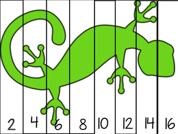 Lizard puzzles skip counting by Cardinal Corner TpT