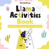 Llama Activity Book & Workbook for Coloring and Maze (PreK +)
