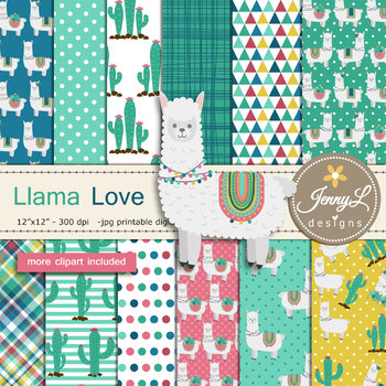 Preview of Llama Alpaca Digital papers and clipart