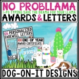Llama Award Certificates End of Year Student Parent Letter