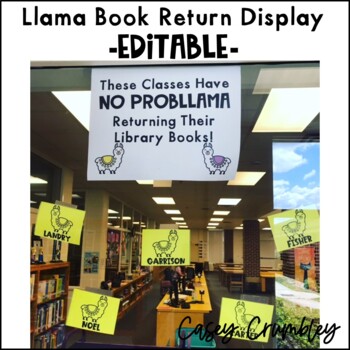 Preview of Llama Book Return Bulletin Board Display Library Media Center End of Year
