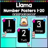 Llama Chalkboard Number Posters 1-20 Classroom Decor