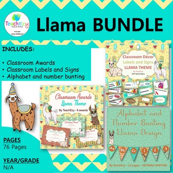 Preview of Llama Classroom Decor BUNDLE