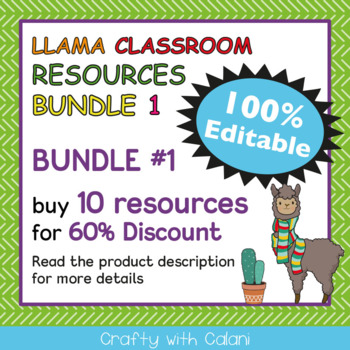 Preview of Llama Classroom Theme Bundle #1 - 100% Editable