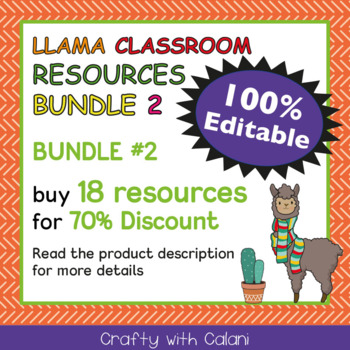 Preview of Llama Classroom Theme Bundle #2 - 100% Editable