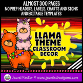 Llama Classroom Theme and Bulletin Board Decor Bundle EDITABLE