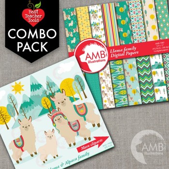 Preview of Llama Clipart and Papers COMBO Bundle, {Best Teacher Tools} AMB-1740