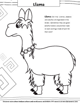 Preview of Llama Coloring Page (From Animals Of The Andes)