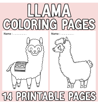 Llama Coloring Pages for Kids, Girls, Boys, Teens Birthday School