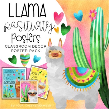 Preview of Llama Decor Classroom Posters - US version