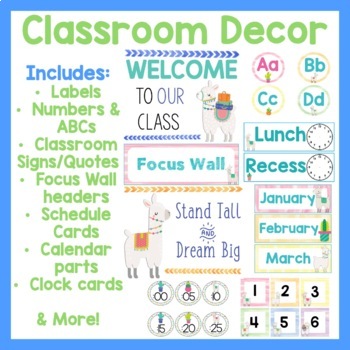 Llama Decor & Organization Bundle by K's Classroom Kreations | TpT