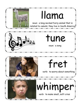 Preview of Llama Llama Red Pajama Vocabulary Cards
