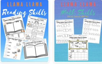 Preview of Llama Llama math and reading bundle!- Misses Mama & Time to Share