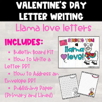 Preview of Llama Love Valentine's Day Bulletin Board & Letter Writing Bundle