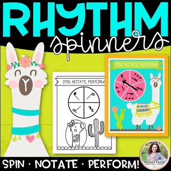 Preview of Llama Rhythm Spinners Composition Activity - Spin A Rhythm, Notate, Perform