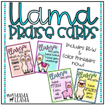 Preview of Llama Teacher Praise Cards