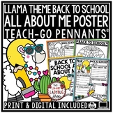 Llama Theme All About Me Writing Prompt First Day Back to 
