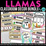 Llama Theme Classroom Decor Bundle Editable Printable Llama Cactus Cacti Pack