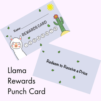 Preview of Llama Theme Rewards Card - PDF File