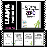 Llama Themed 10 Things that Require ZERO Talent Poster Set